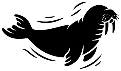 ocean illustration sea silhouette animal logo marine icon water outline seal nature aquatic underwater wildlife mammal cute cartoon life shape and vector graphic background