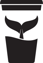 Whale Tail Cup Silhouette Minimalist Aquatic Design Coffee Cup Oceanography Symbol Graphic