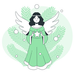angel with christmas tree and snowflakes