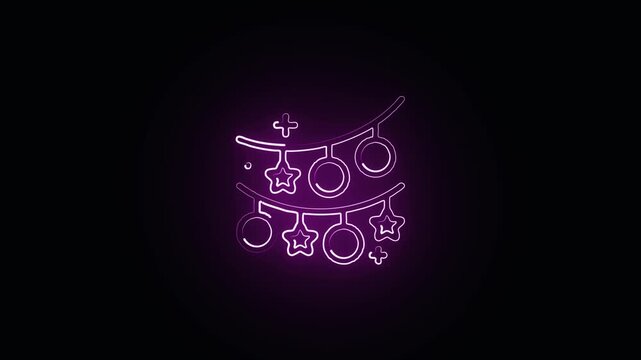 Merry Christmas Party icon neon 2025 purple party xmas