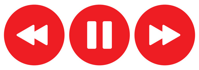 Media player button icons set. Pause, rewind, fast forward icon. Ui elements. Music player buttons. Video controls. Play video icon collection. Ui template. Vector illustration.