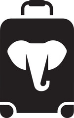 Elephant Head Luggage Vector Silhouette on Transparent For Travel and Adventure