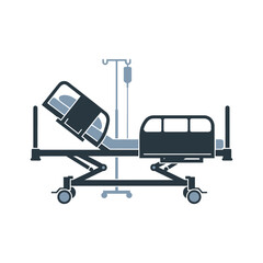 Hospital bed with I V pole and wheels on white background medical healthcare
