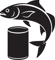 Fish Food Silhouette Design Fresh Seafood Can Symbol Canned Fish Graphic Style Logo Art