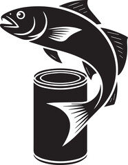 Fish Food Silhouette Design Fresh Seafood Can Symbol Seafood Company Fresh Catch Icon Emblem