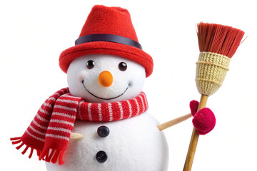 Beautiful snowman isolated on white