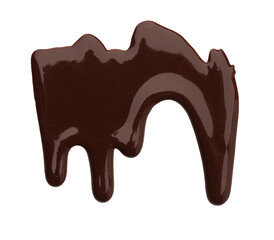 Flowing tasty melted chocolate on white background