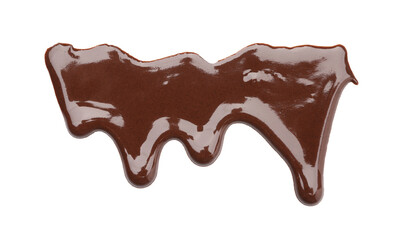 Flowing tasty melted chocolate on white background