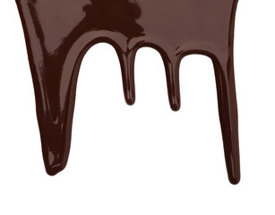 Flowing tasty melted chocolate on white background