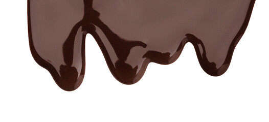 Flowing tasty melted chocolate on white background