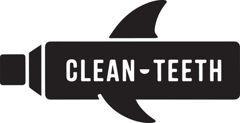 Toothpaste Shark Fin Minimalist Teeth Clean Graphic Hygiene Dental Health Icon Silhouette