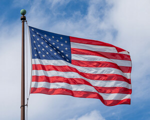 american flag against blue sky