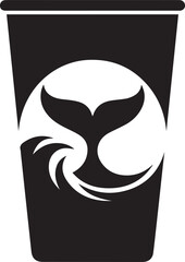 Whale Tail Coffee Cup Logo Minimalist Aquatic Symbol for Cafe Brand Promotion