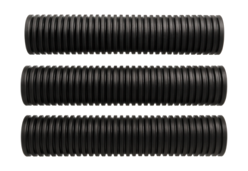 Corrugated pipes for landscaping to direct rainwater from gutters to drains.