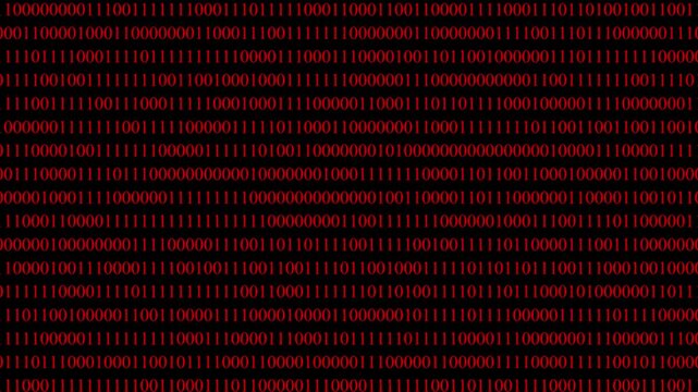 Digital binary code background. Loop animation, digital binary data on computer screen loopable