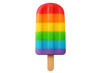 Rainbow popsicle frozen treat on transparent background