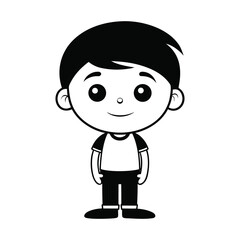 Obraz premium Simple black and white cartoon illustration with bold lines and a playful clean aesthetic