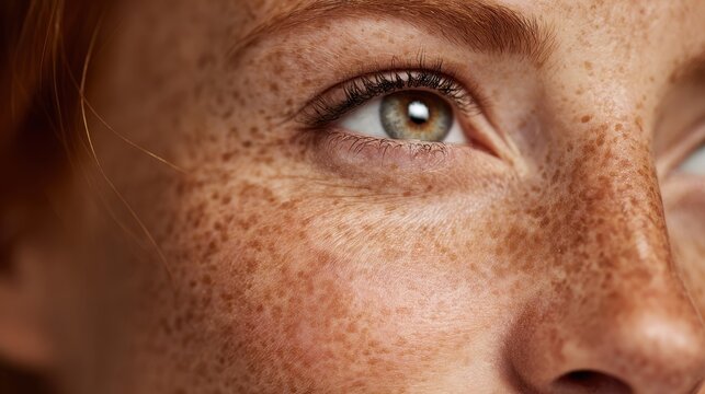 Detailed view of freckled skin stressing the need for routine skin checks and skin cancer awareness for better health and self care - Powered by Adobe