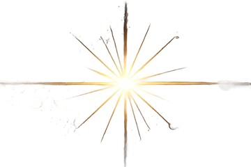 Obraz premium A bright, sparkling golden starburst with radiant light rays, creating a brilliant flare effect isolated on a clean white background. Generative Ai.