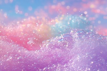 Obraz premium Colorful Bubbles Create a Dreamy Scene in Soft Pastel Shades at Sunset