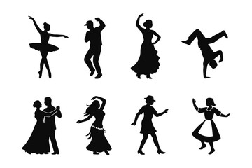 Obraz premium Diverse dance silhouettes showcasing various styles and movements