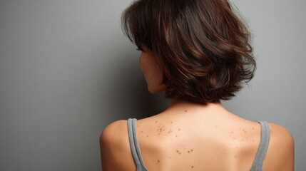 An individual inspects blemishes on their back highlighting the significance of routine skin examinations for early cancer detection