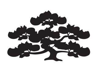 Minimal bonsai plant silhouette artistic 2D vector line design