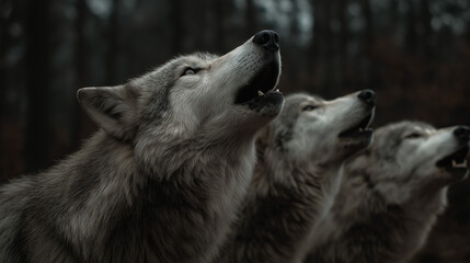 Fototapeta premium Wolves Howling in Unity