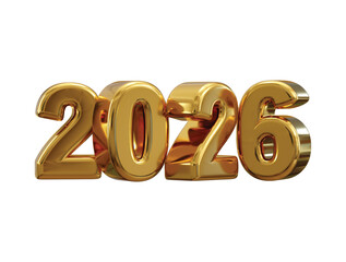 Golden 2026 Happy New Year number 3d render concept of 2026 Golden metal number 3d render vector illustration