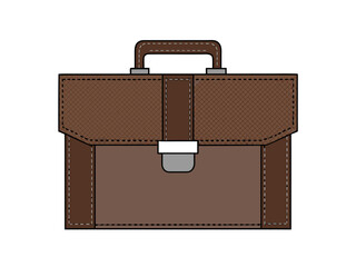 A brown leather briefcase is a classic business accessory, often seen as a portfolio or suitcase with a handle and lock, isolated on a white background