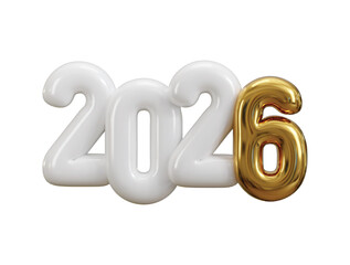 2026 New Year luxury number 3d render concept of 2026 colorful metal gold and white number 3d render vector illustration
