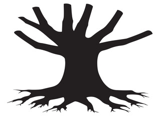 Hand shaped tree roots symbol in creative 2D vector line art design  