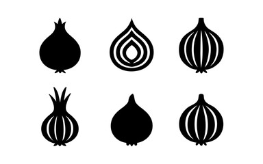 Set of onion silhouettes and patterns in modern design