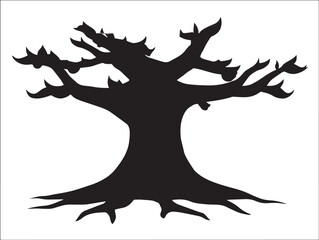 Obraz premium Large kapok tree form design in elegant 2D vector line art illustration 