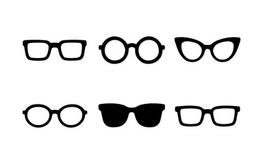 Collection of silhouette eyeglasses: modern and retro frames in black