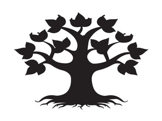 Organic lemon roots tree icon in elegant 2D vector line art format  