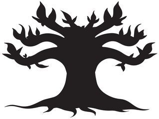 Connection and roots life tree design in elegant 2D vector line art artwork  