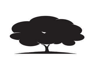 Modern stylized tree silhouette icon as contemporary 2D vector line art