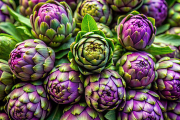 Top view artichoke flower buds