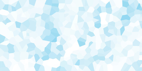 Abstract mosaic pattern of light blue and white geometric shapes creating a cool, crystalline background texture for design and digital art applications