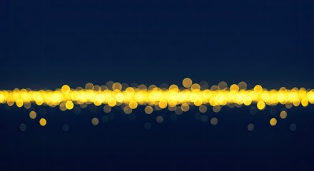 Abstract Golden Bokeh Lights on Dark Blue Background.
