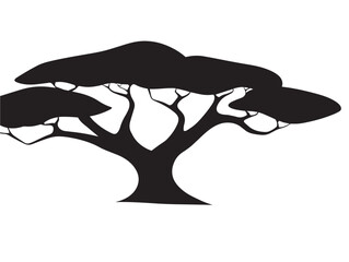 Savanna tree flat top silhouette icon vector illustration solid design