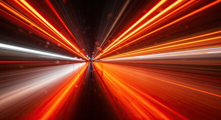 Abstract high speed light trails in a dark tunnel of motion.