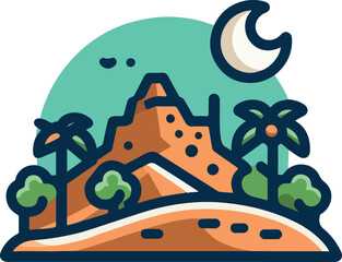Naklejka premium Arab desert island logo icon vector .