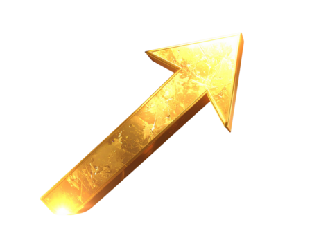 Dynamic 3D Golden Arrow Representing Progress