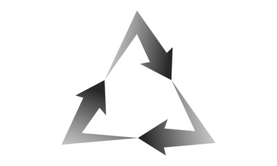 モノクロのグラデーションで表現された三角形の循環矢印のイラスト