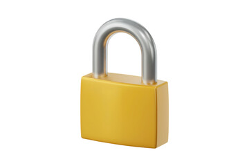 Naklejka premium 3d illustration icon of Simple golden padlock . Isolated on transparent background, png