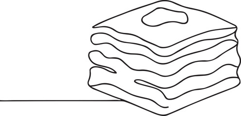 Single Line Drawing of Traditional Baklava Sweet Dessert Illustration on White Background