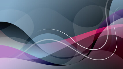 Elegant art background in cool tones. Beautiful composition of overlapping smooth translucent shapes, wavy stripes. template for your projects. 