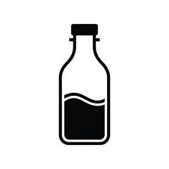 Simple outline of a bottle filled with liquid for beverage and refreshment concepts silhouette